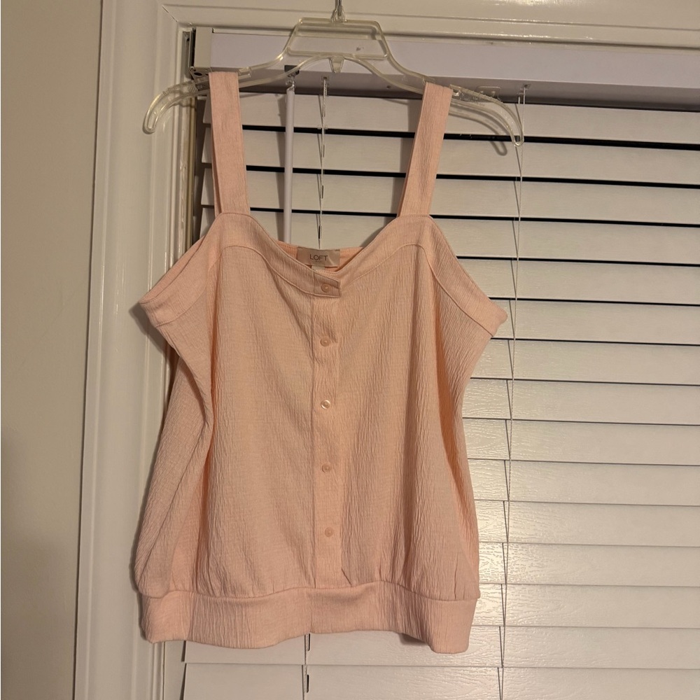 LOFT Light Pink Sleeveless Button-Up Blouse